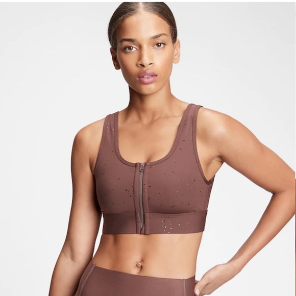 GapFit Sculpt Medium Impact Zip Front Sports Bra - Picture 1 of 3
